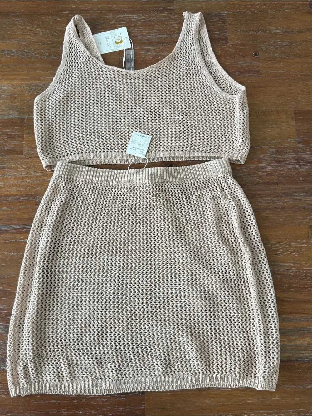 Tinibikini Two piece crochet mesh skirt and top bikini cover up size large - Picture 2 of 2